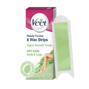 Veet Professional 8pcs Wax Strips with Aloe Vera & Green Tea Scent for Dry Skin - 8 Strips