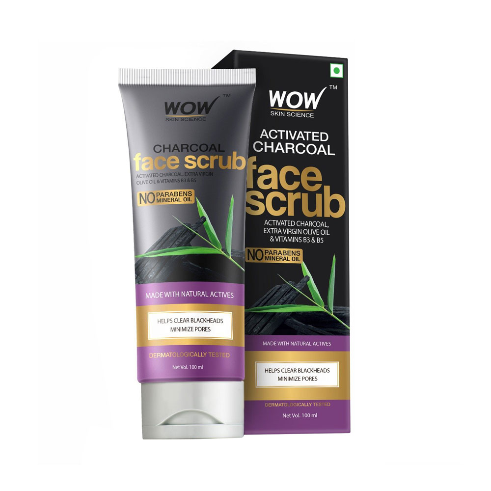 WOW Skin Science Activated Charcoal Face Scrub 100ml