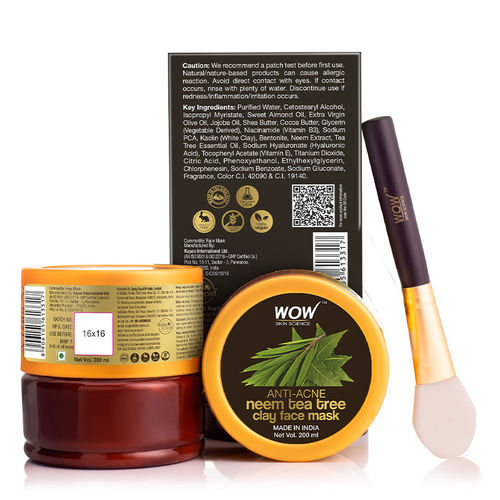 WOW Skin Science Anti Acne Neem and Tea Tree clay Face Mask 200ml