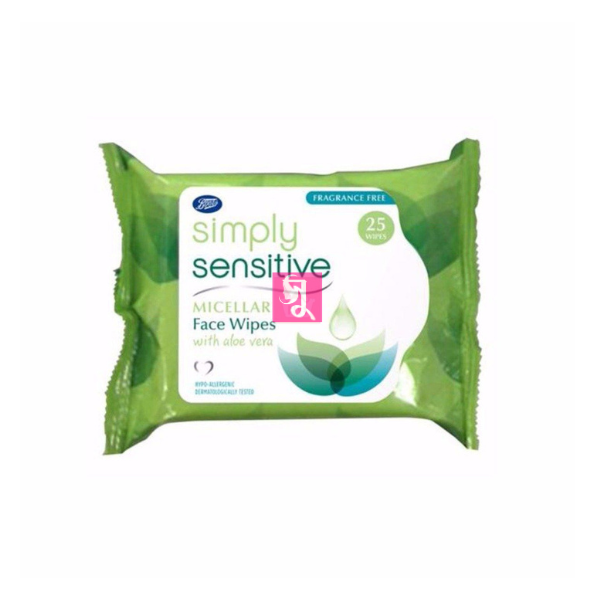 Boots Simply Sensitive Aloe Vera Micellar Face Wipes 25 Wipes